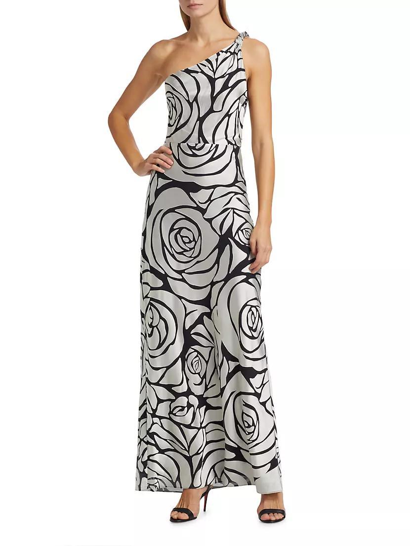 Isley Floral Chiffon One-Shoulder Maxi Dress Product Image