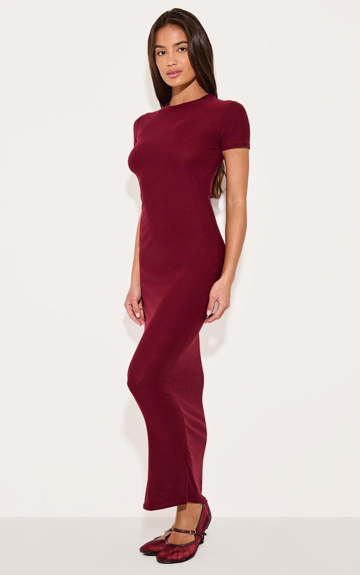  Wine Soft Touch Cap Sleeve Maxi Dress Product Image