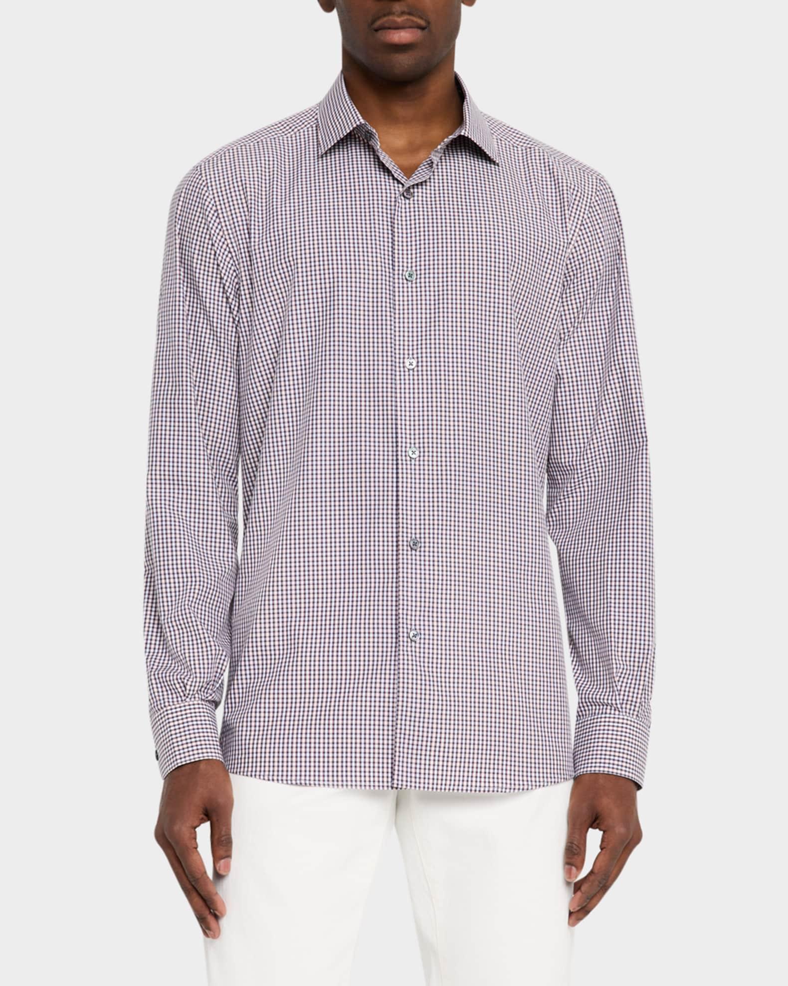 Men's Cotton Check Casual Button-Down Shirt Product Image