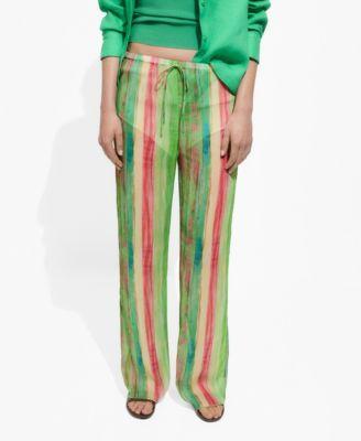 Mango Womens Semi-Transparent Printed Pants Product Image