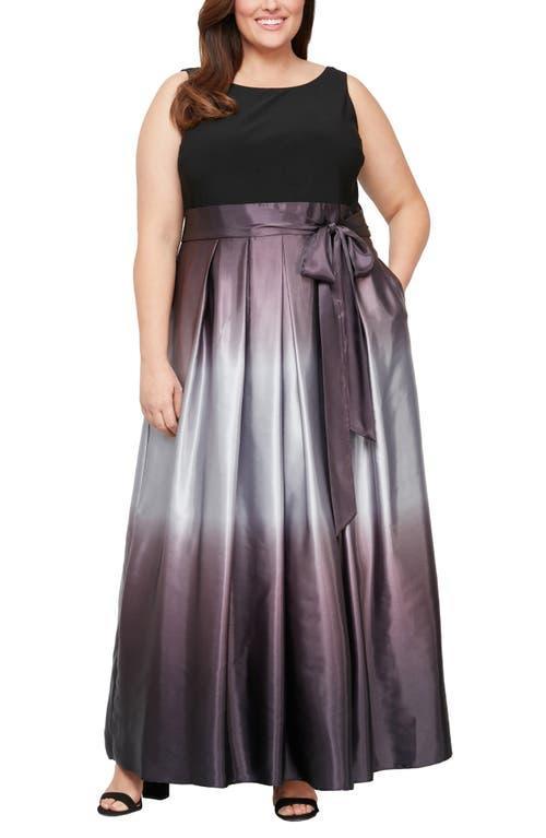 Sl Fashions Plus Size Ombre A-Line Gown - Black Product Image