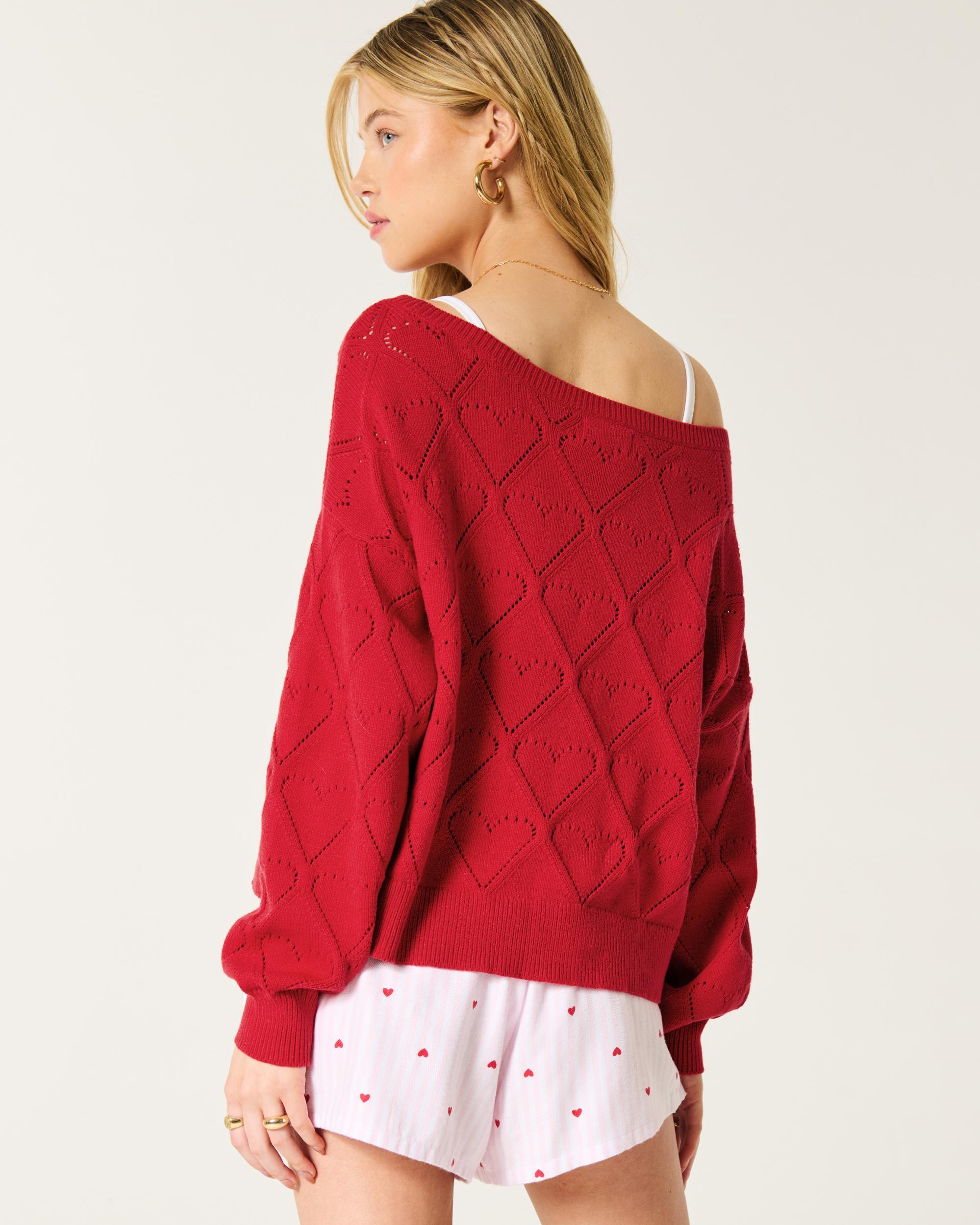Easy Heart Graphic Off-the-Shoulder Sweater Product Image