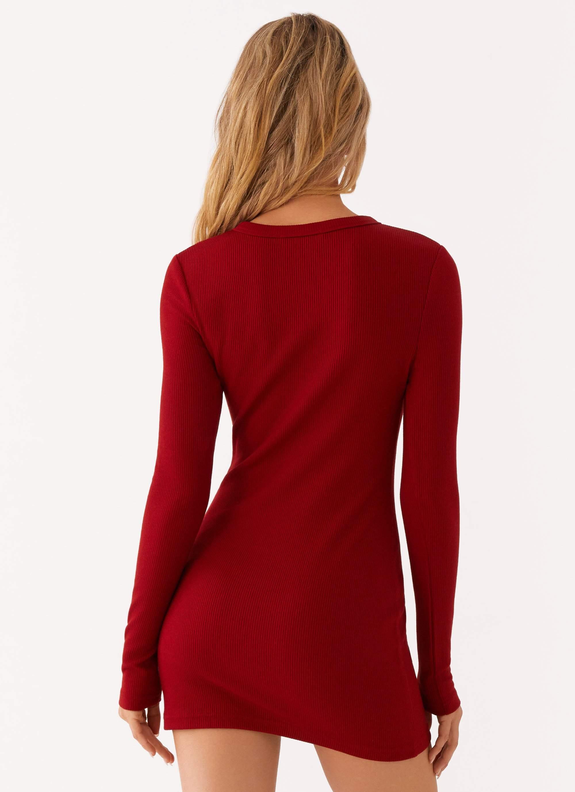 Blair Long Sleeve Mini Dress - Red Product Image