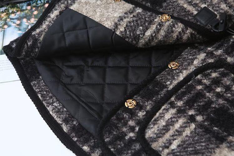 Plus Size Plaid Padded Toggle Jacket Product Image