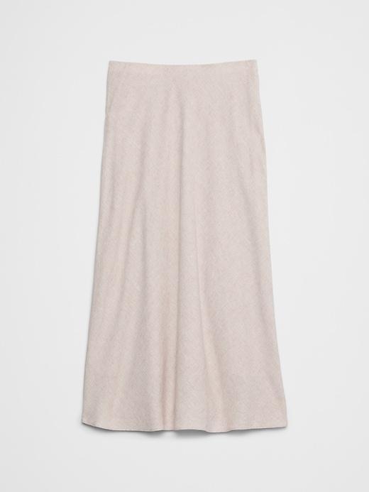 Linen-Blend Midi Slip Skirt Product Image