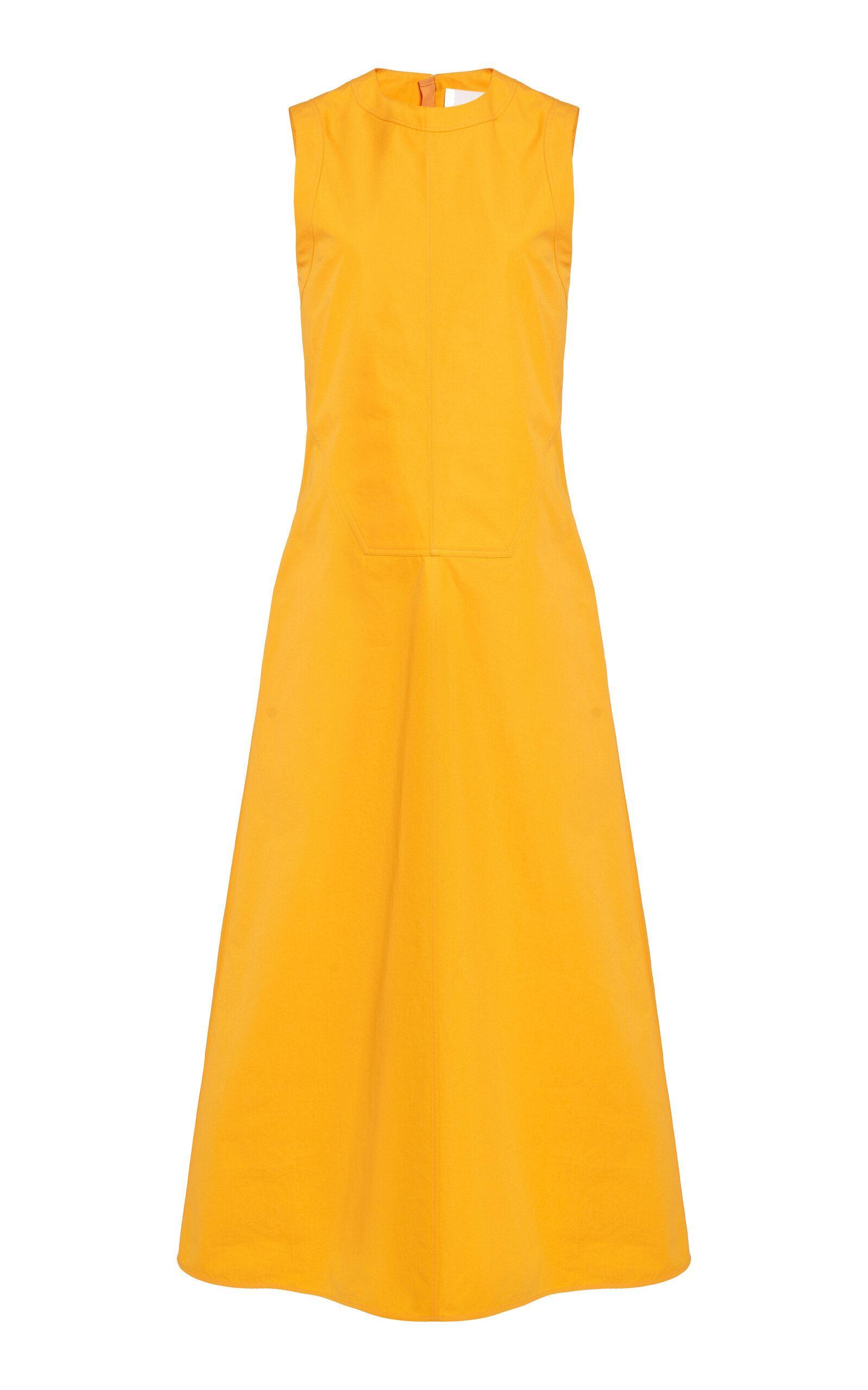 JIL SANDER Sleeveless Cotton Midi Dress In Orange Product Image