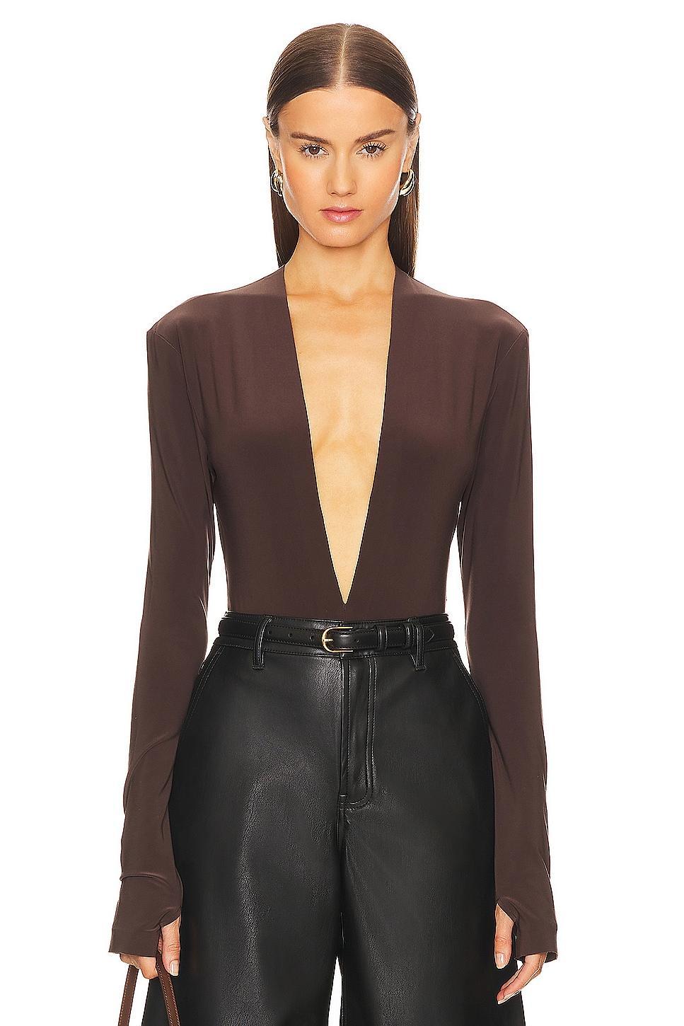 x REVOLVE Deep V Neck Bodysuit Norma Kamali Product Image