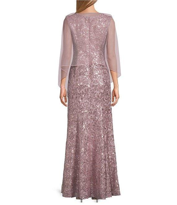 Alex Evenings Sequin Lace V Neck Sleeveless Sheath Gown Product Image