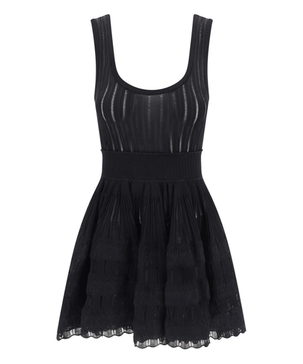 ALAÏA Knit Mini Skater Dress In  Noir Alaia Product Image