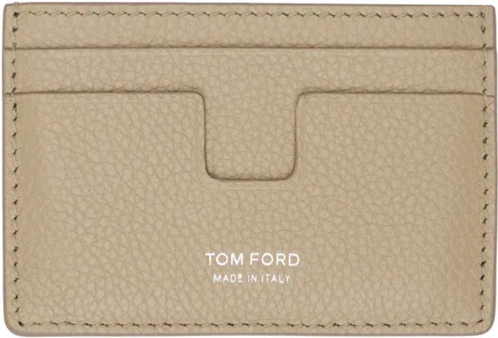 TOM FORD Beige Grain Leather Classic Card Holder In Neutral Product Image