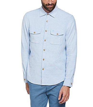 Original Penguin Stretch Double Weave Long Sleeve Woven Shirt Product Image