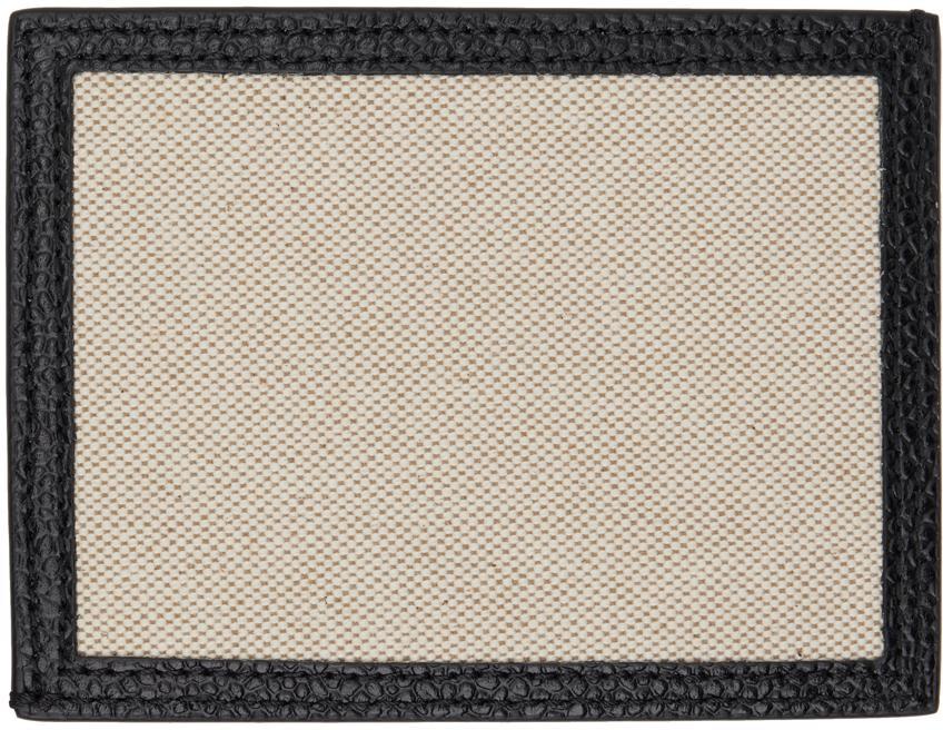 THOM BROWNE Beige & Black Rwb Stripe Canvas Card Holder In 001 Black Product Image