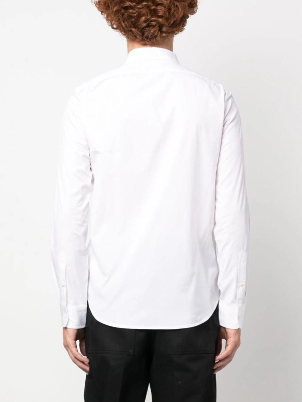 Logo-patch Long-sleeve Shirt In Weiss Product Image