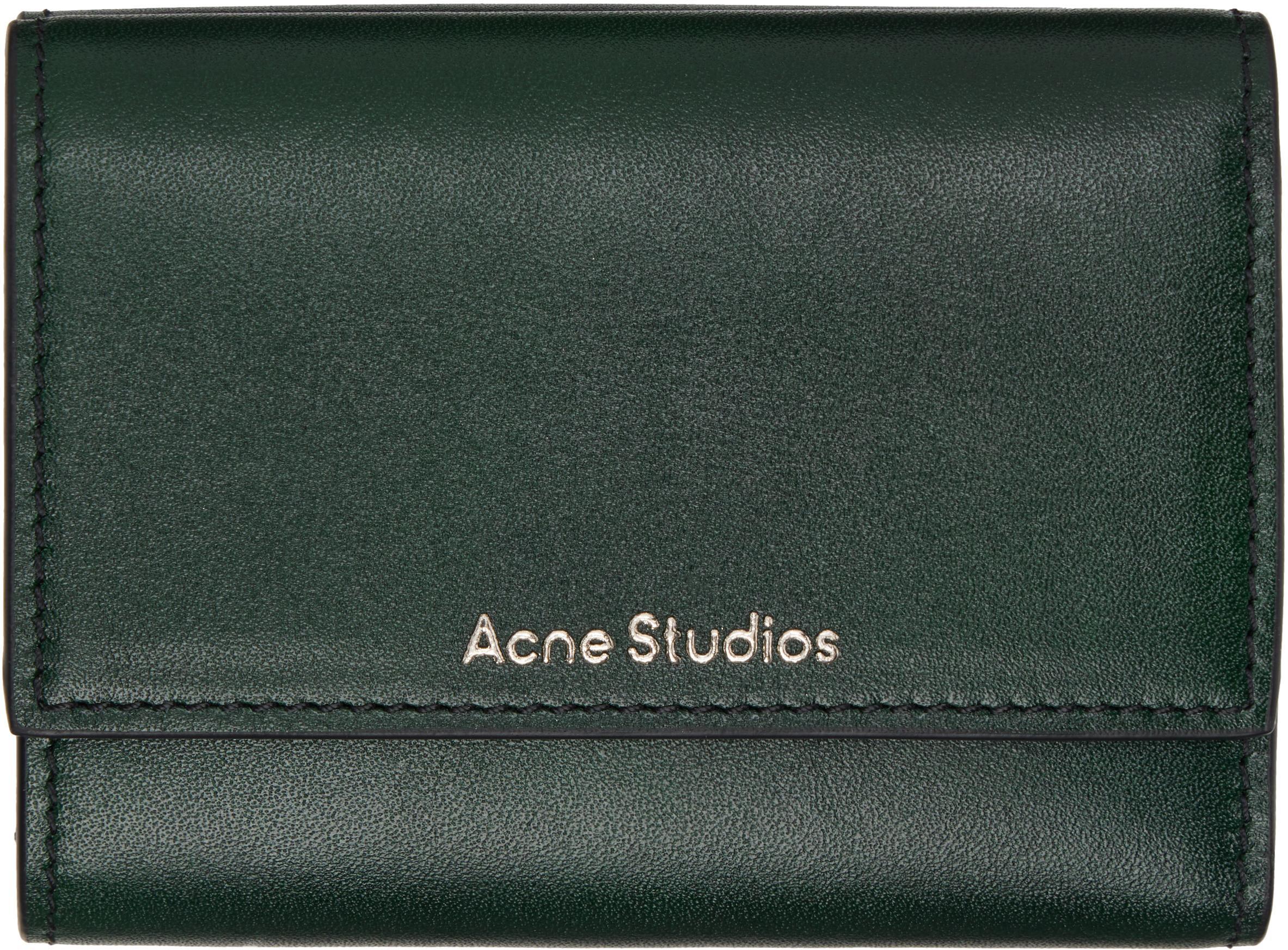 ACNE STUDIOS Green Trifold Leather Wallet Product Image