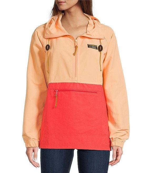 L.L.Bean Mountain Classic Color Block Hooded Kangaroo Pocket Weather Resistant Anorak Jacket Product Image