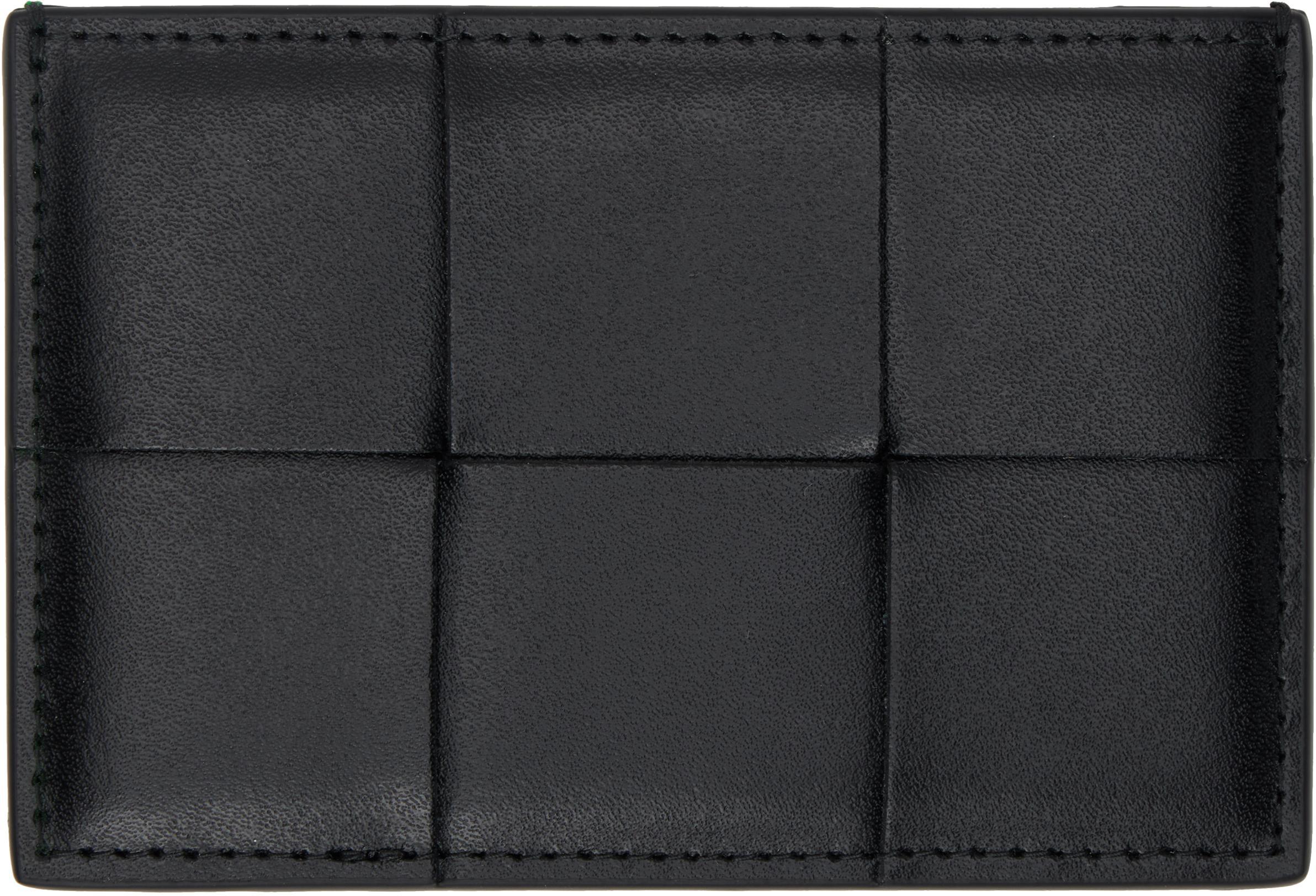 BOTTEGA VENETA Black Cassette Credit Card Holder In Black/black-par/pa-s Product Image