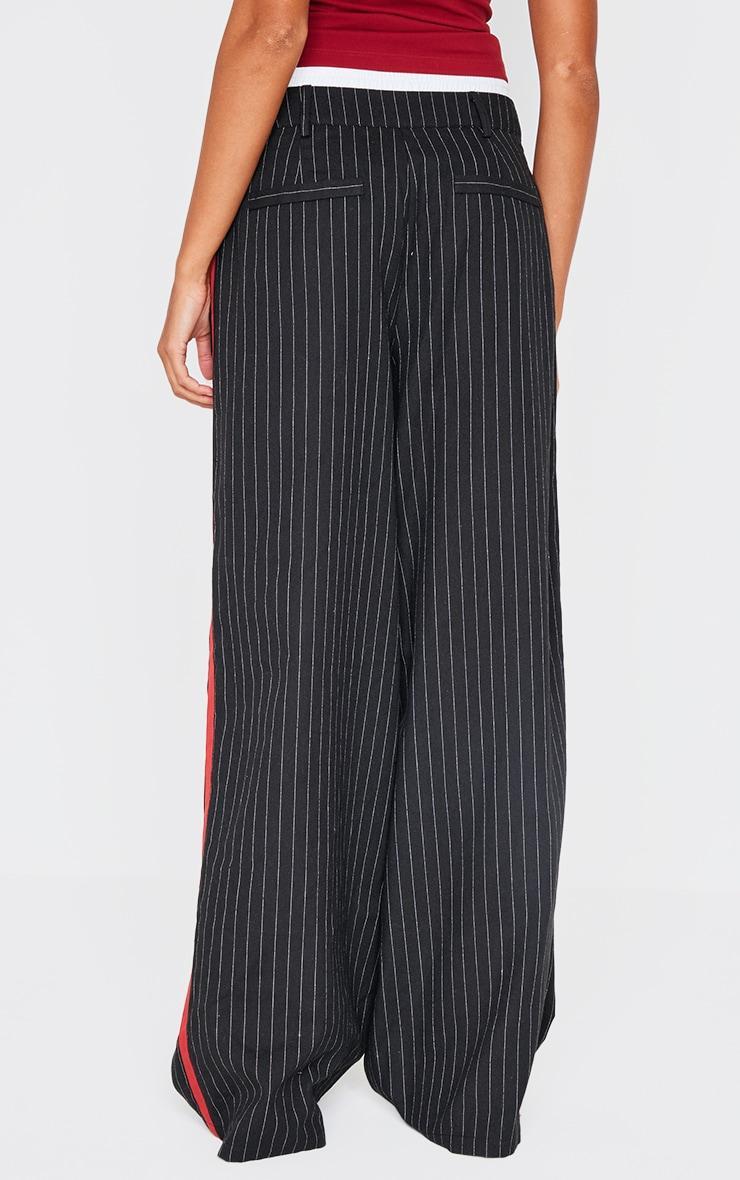 Black Tailored Woven Side Stripe Boxer Detail Straight Leg Pants Product Image