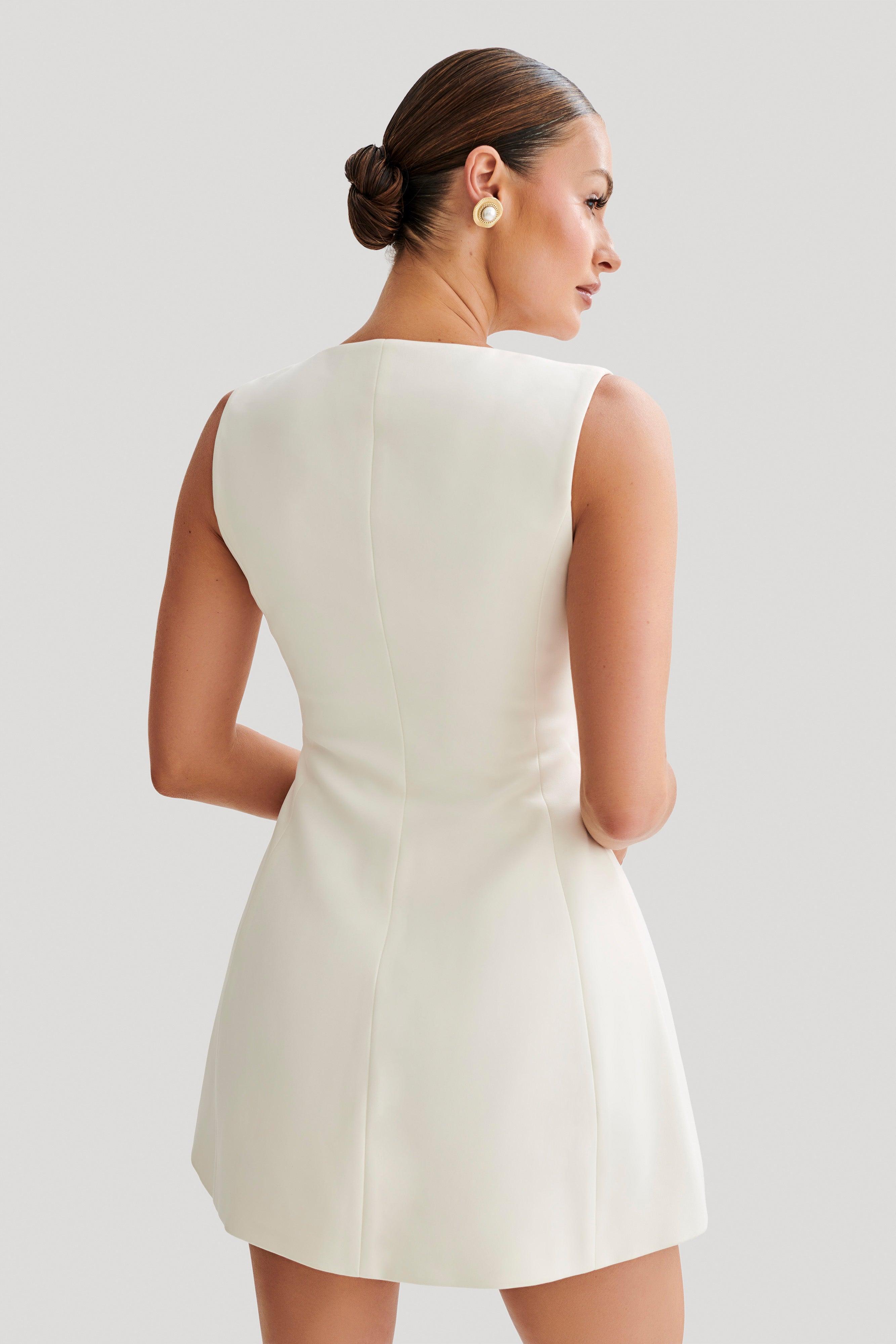 Lysandre Crepe Mini Dress - Ivory Product Image