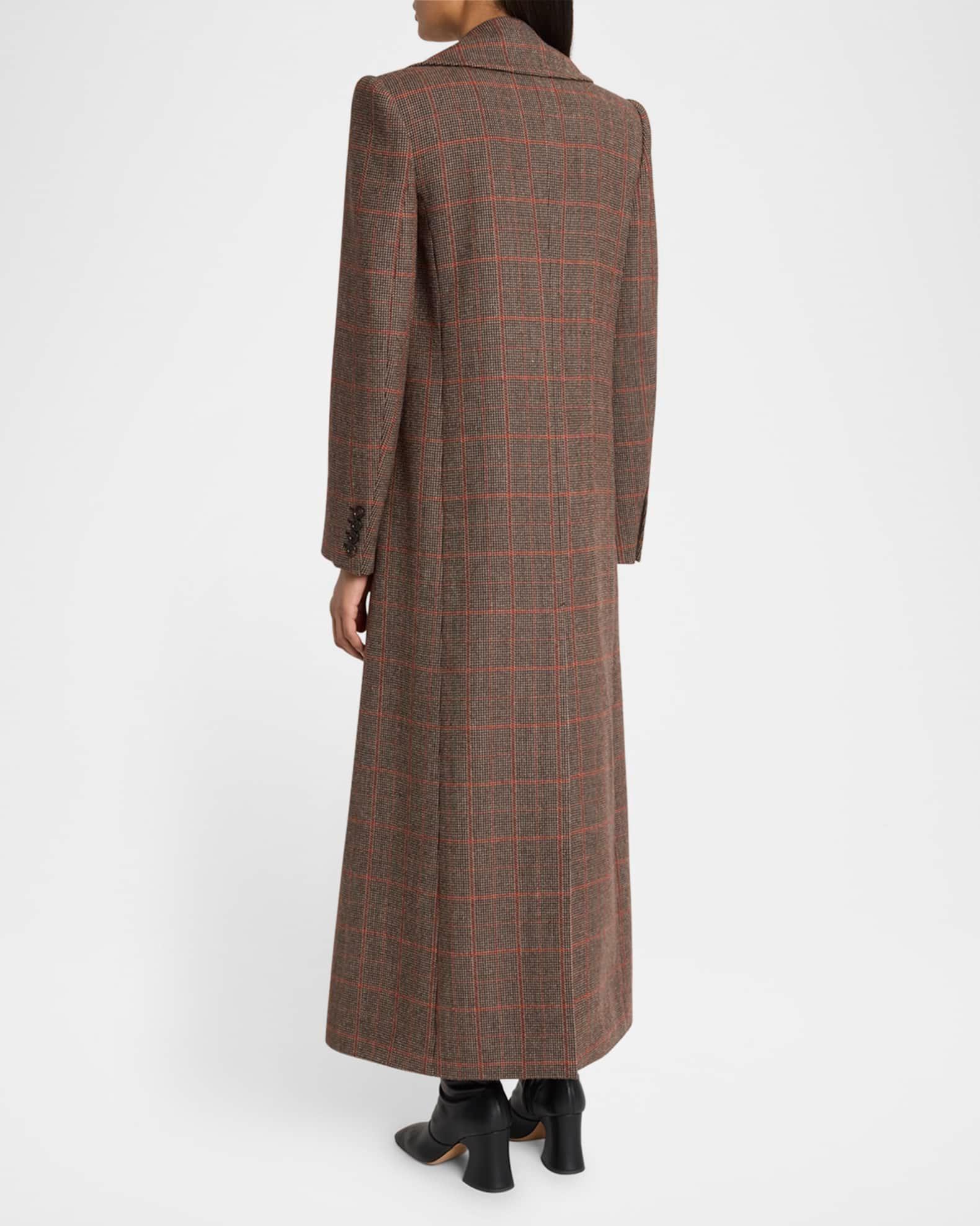 Plaid Double-Breasted Long Coat Product Image