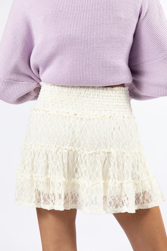 Through The Garden Cream Lace Mini Skort Product Image