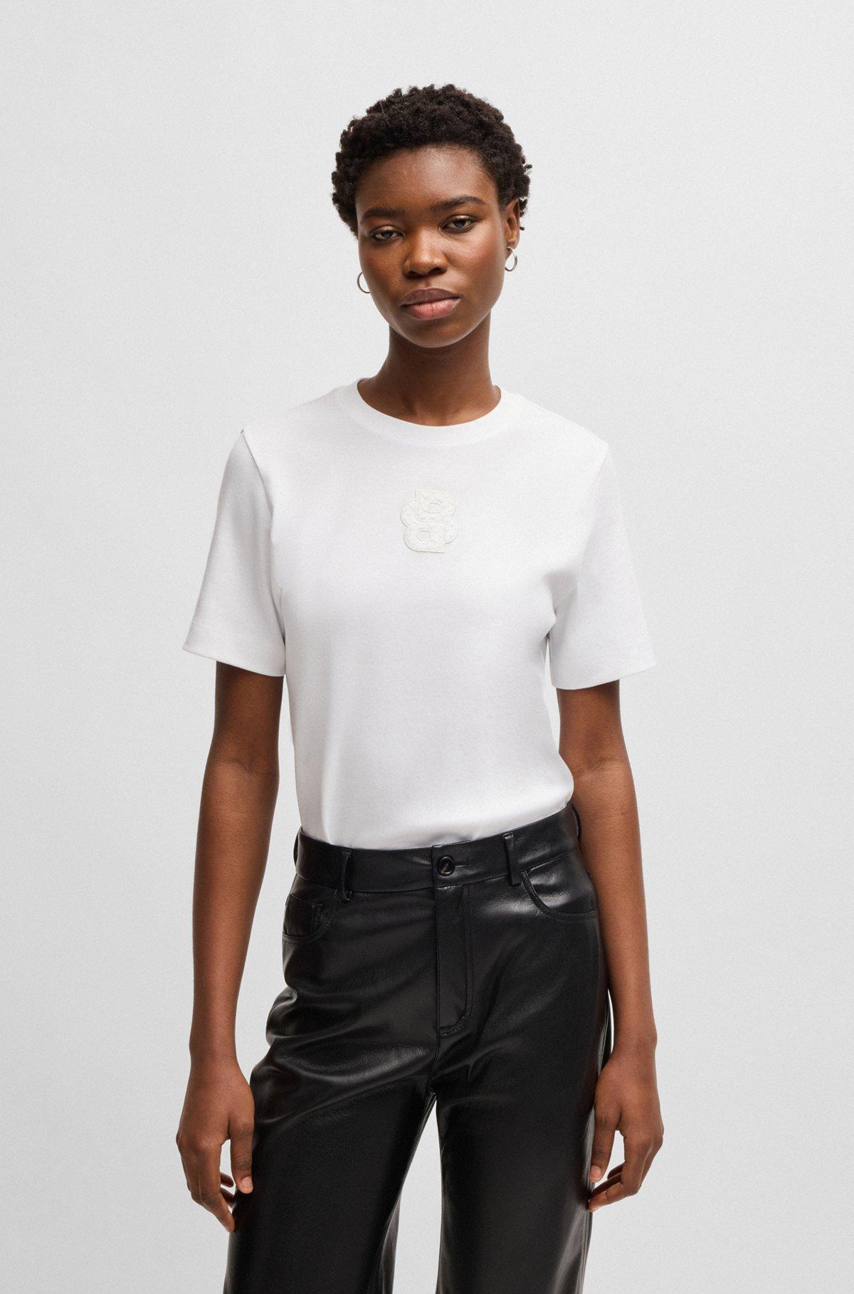 BOSS - Interlock-cotton T-shirt with Double B monogram - White Product Image