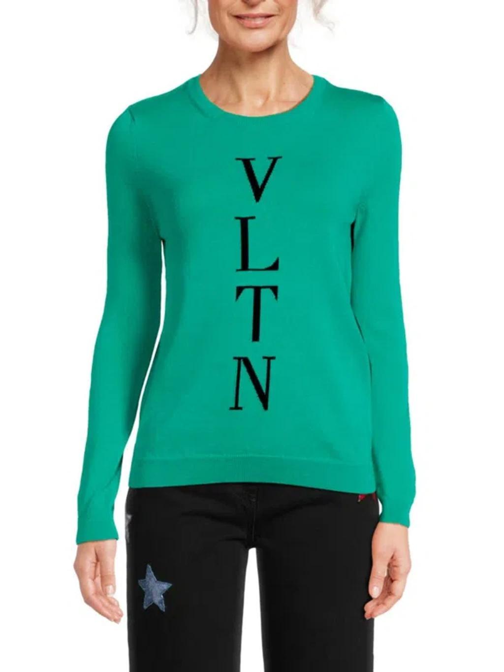 VALENTINO Women's Logo Sweater In Blue Product Image