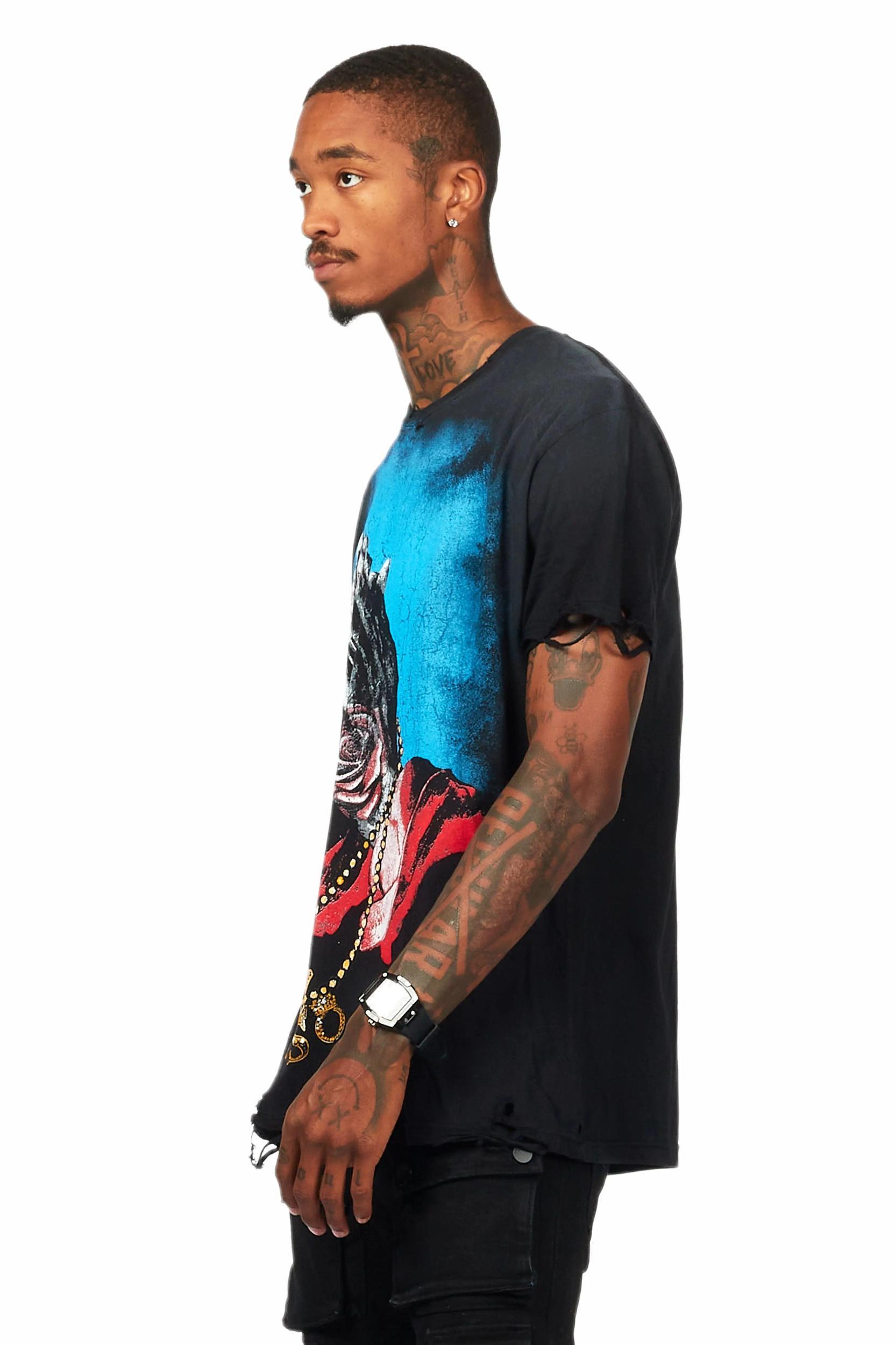 Gonave Black Oversized Graphic T-Shirt Male Product Image