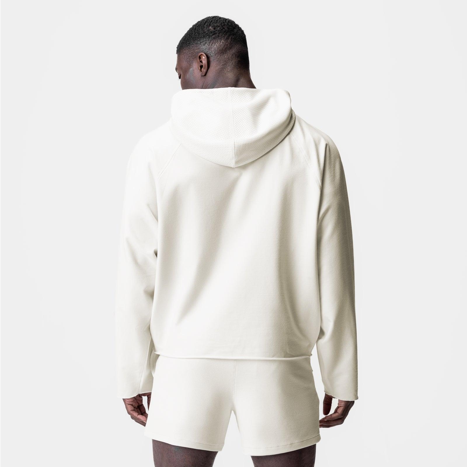 0958. Micro-Terry Raw Hem Hoodie - Cream Product Image
