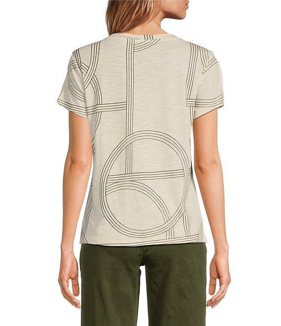 Sanctuary The Perfect Tee Graphic Line Print Crew Neck Knit Top Product Image