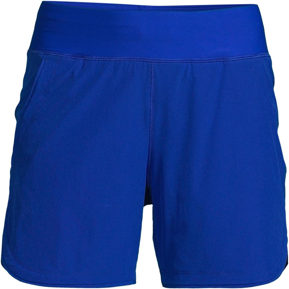 Petite Lands End 5 Quick Dry Elastic Waist Board Shorts Swim Cover-up, Womens Deep Blue Product Image