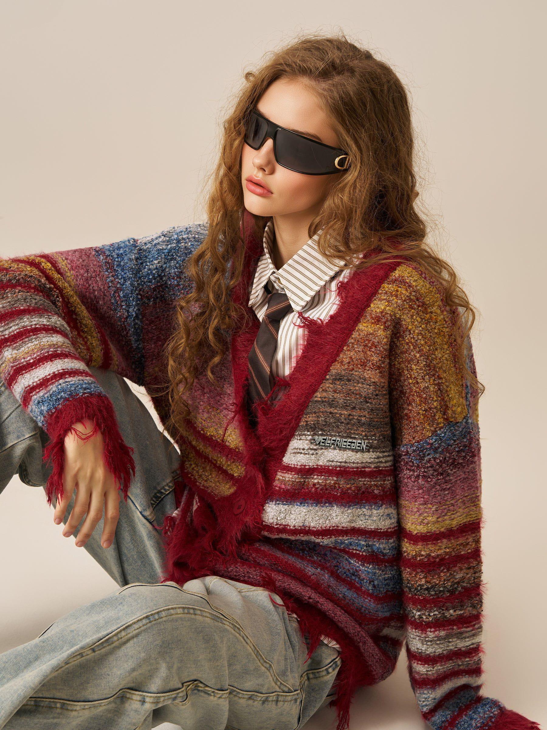 Aelfric Eden Fringe Stripe Cardigan Female Product Image