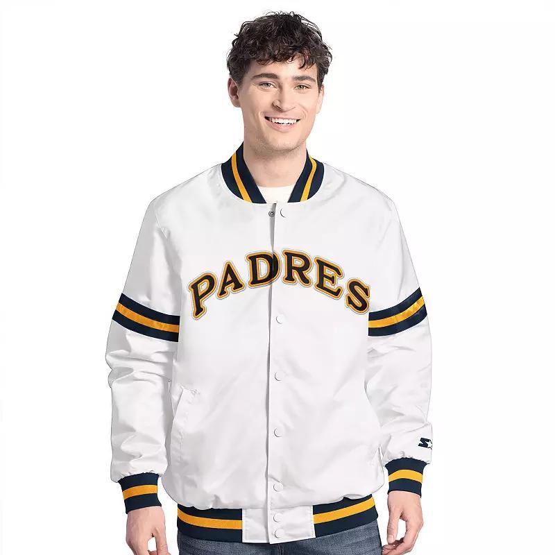 Men's Starter White San Diego Padres Cooperstown Scout Full-Snap Varsity Jacket,  Product Image
