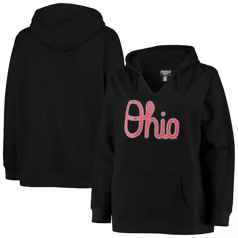 Womens Ohio State Buckeyes Plus Size Notch Neck Team Pullover Hoodie Product Image