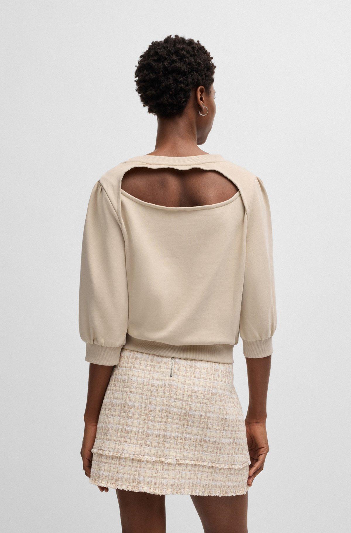 Cotton-terry sweatshirt with rear cut-out and bow Product Image