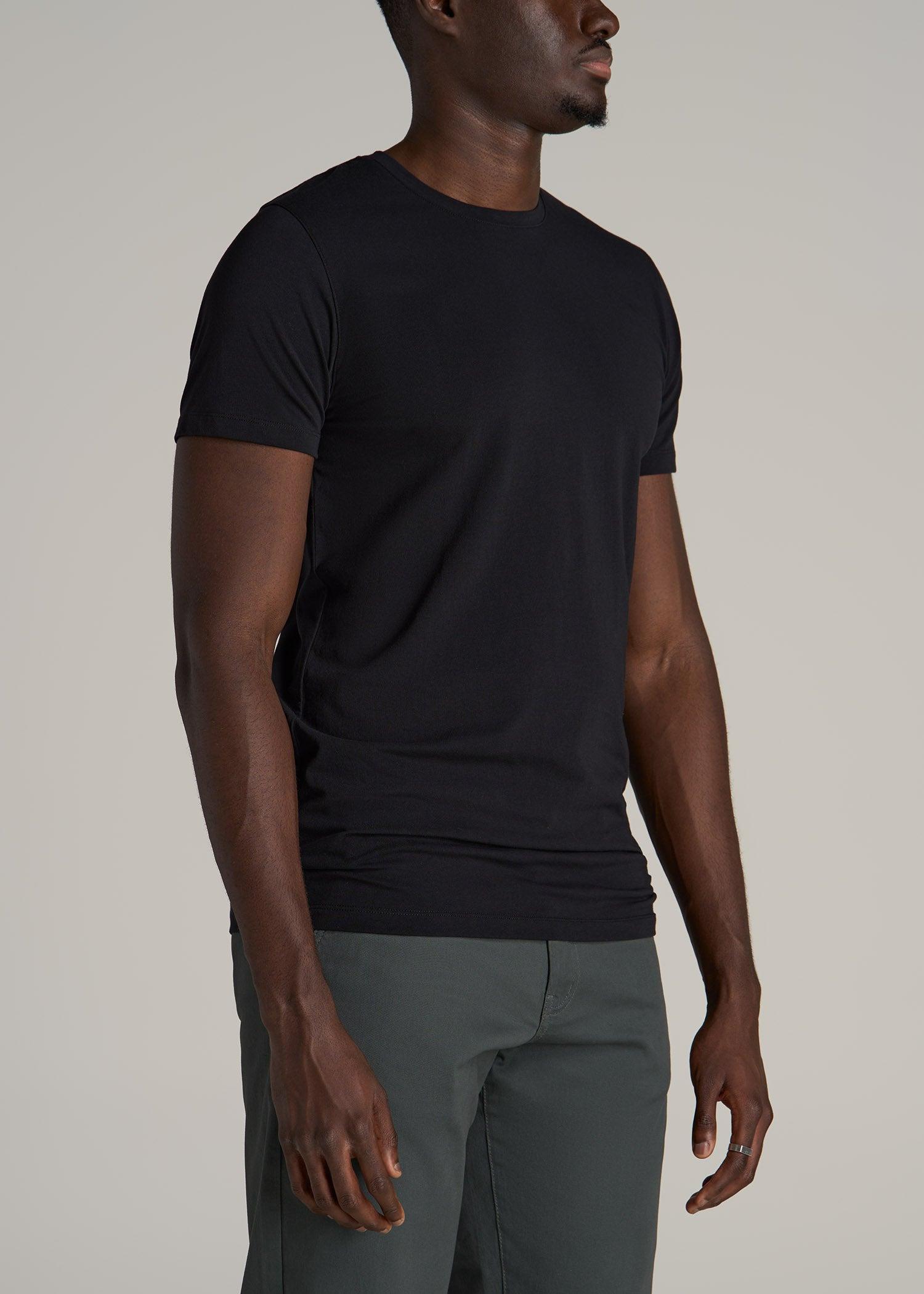 The Essential MODERN-FIT Crewneck Tee for Tall Men in Black Male Product Image