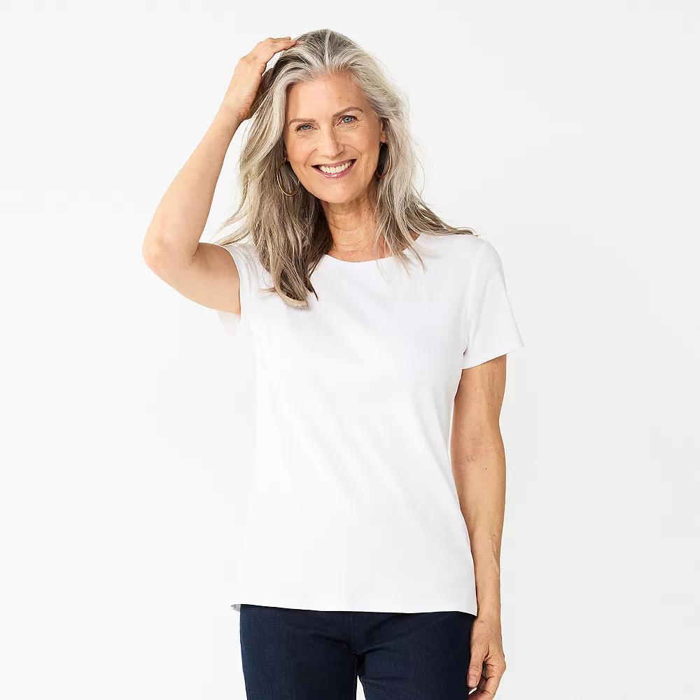 Petite Croft & Barrow® Essential Crewneck Tee, Women's,  Product Image