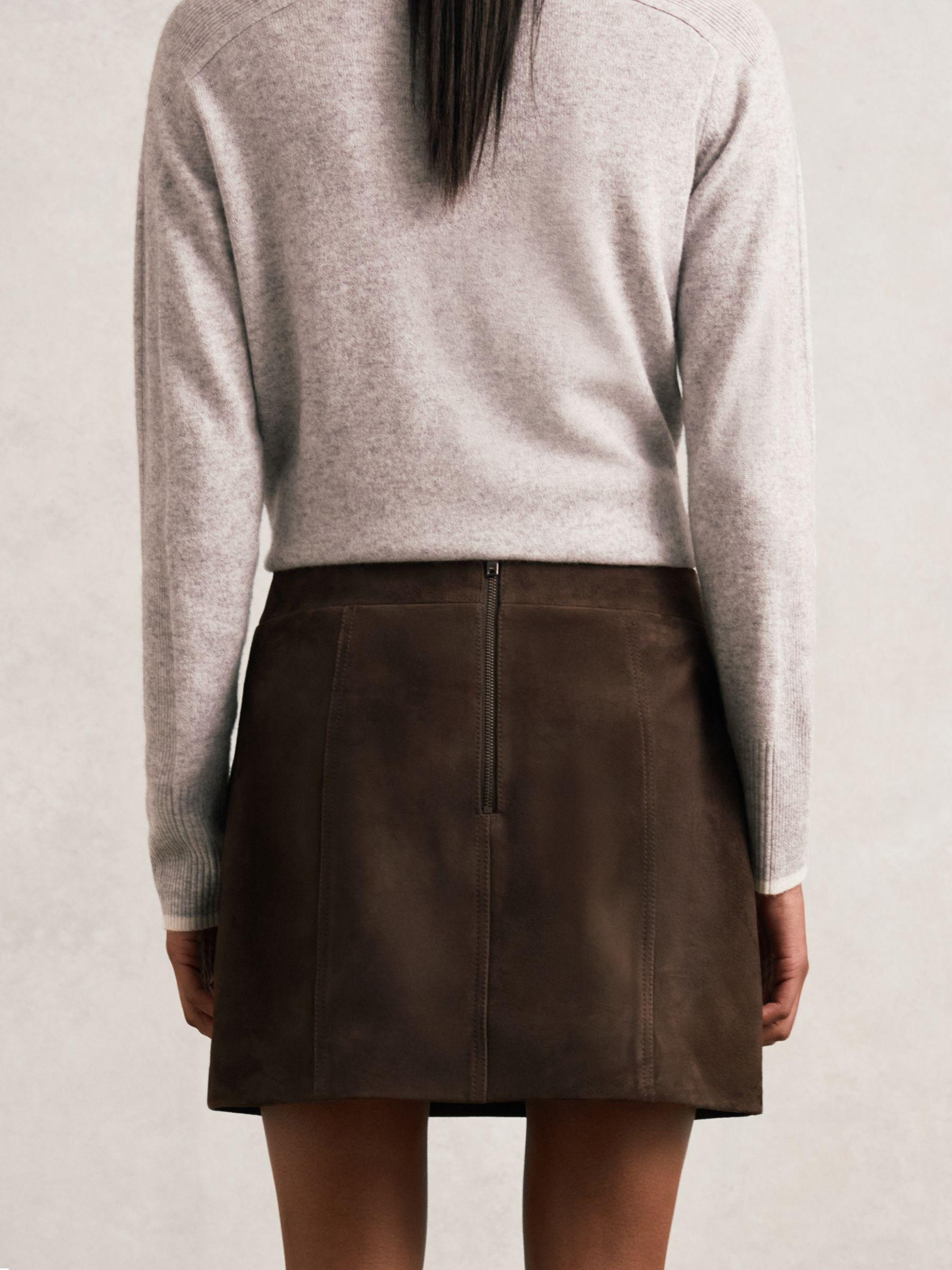Mini Suede Patch Pocket Skirt in Chocolate Brown Product Image
