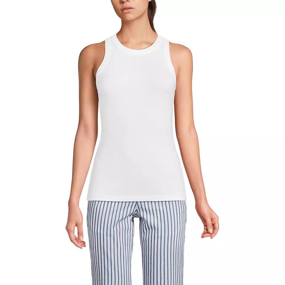 Women's Lands' End Crew Neck Tank Top, Size: XL, White Product Image
