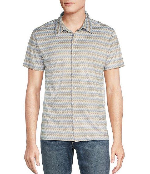 Cremieux Premium Denim Abstract Retro Print Coat Front Knit Shirt Product Image