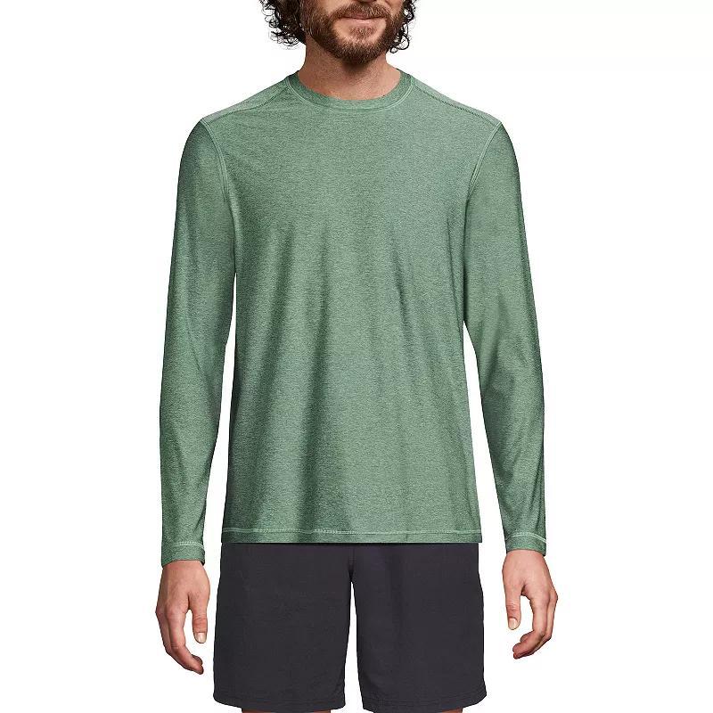 Mens Lands End Long Sleeve UPF 50 Swim Tee Tea Leaf Grey Product Image