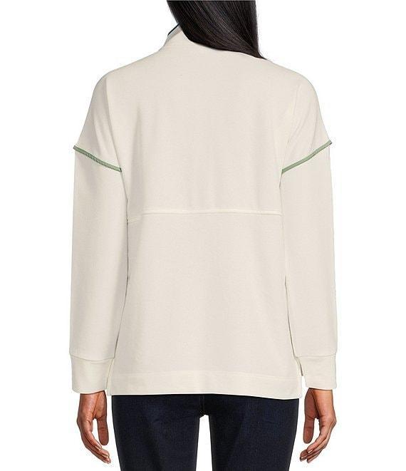 Westbound Long Sleeve Half Button Front Contrast Trim Top Product Image