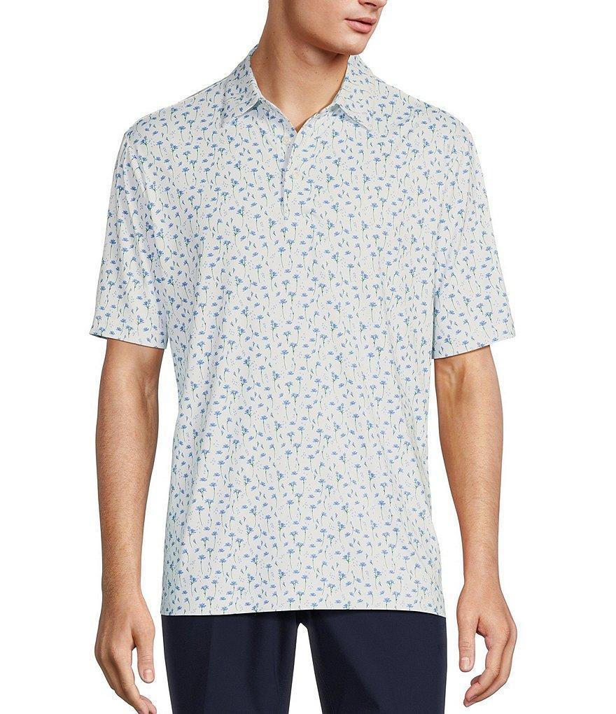 Roundtree & Yorke Big & Tall Performance Floral Print Polo Shirt Product Image