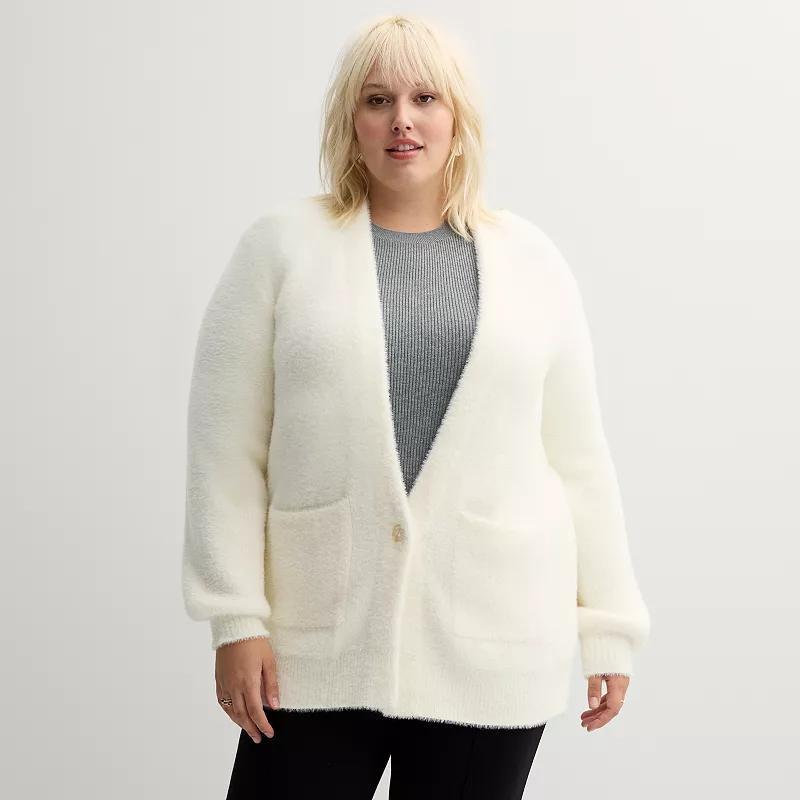 Plus Size Nine West Button Front Cardigan, Womens Product Image