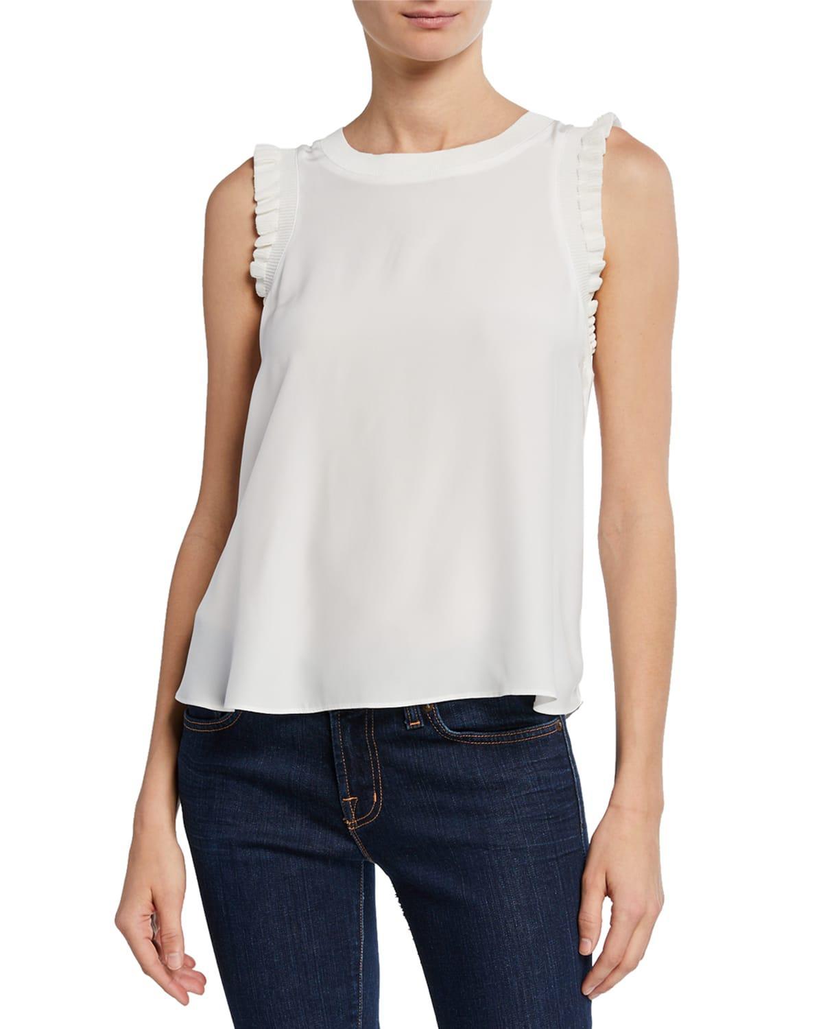 Tous Les Jours Lenore Crewneck Sleeveless Silk Top Product Image