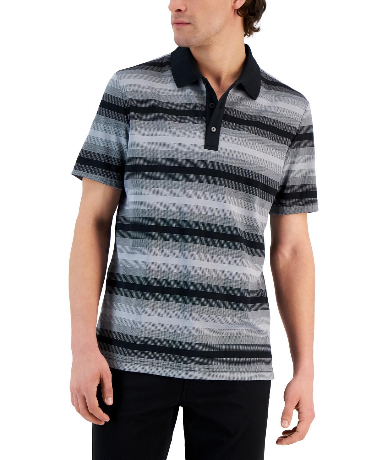 Alfani Mens Regular-Fit Supima Knit Interlock Striped Polo Shirt, Created for Macys Product Image