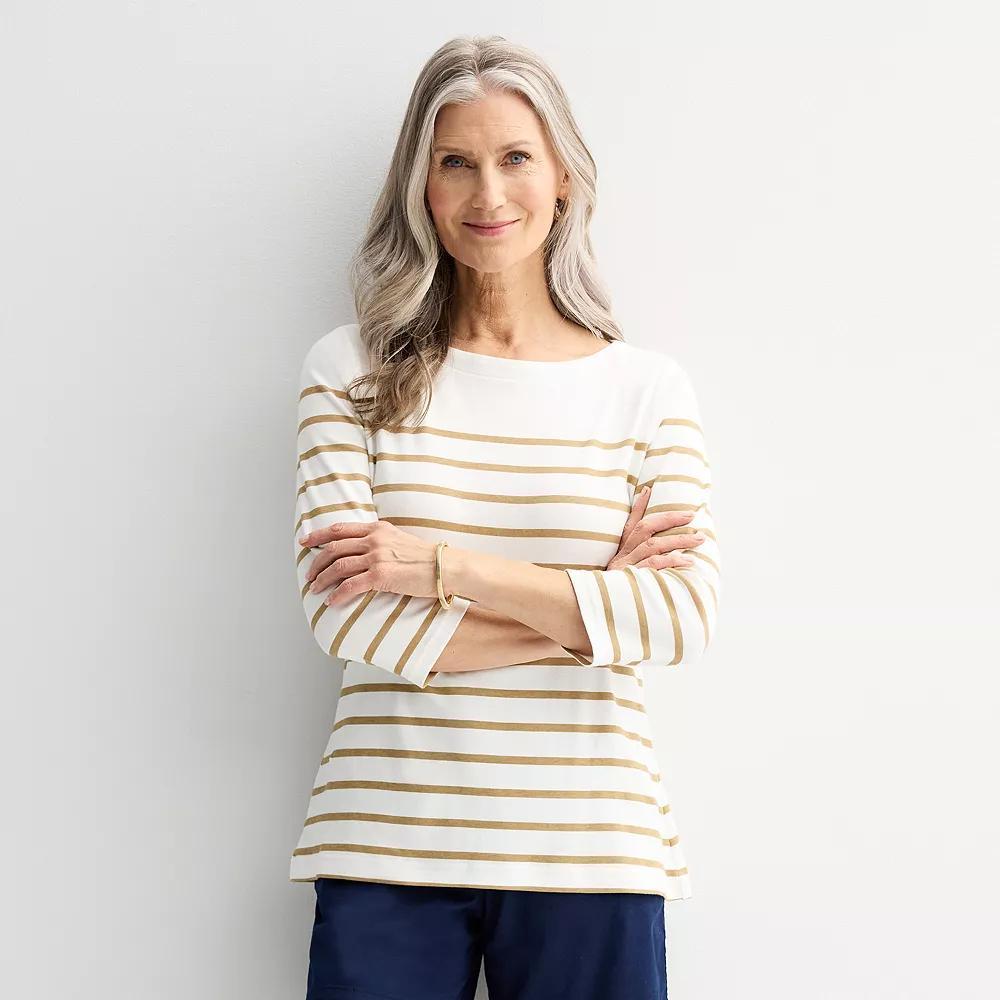 Women's Croft & Barrow® Boatneck Top, Size: XXL, Green Stripe Product Image