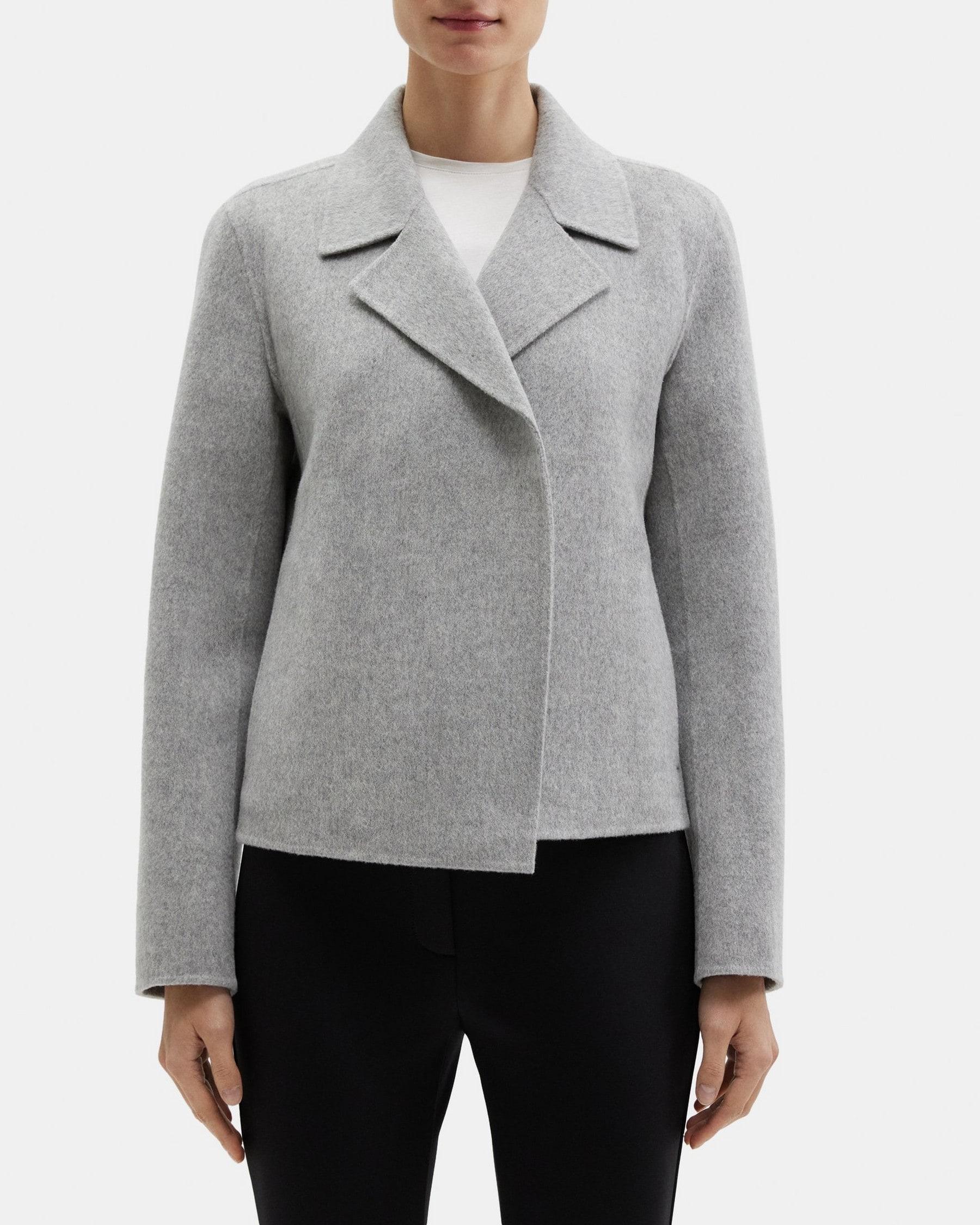 Cropped Open Front Jacket in Double-Face Wool-Cashmere Product Image