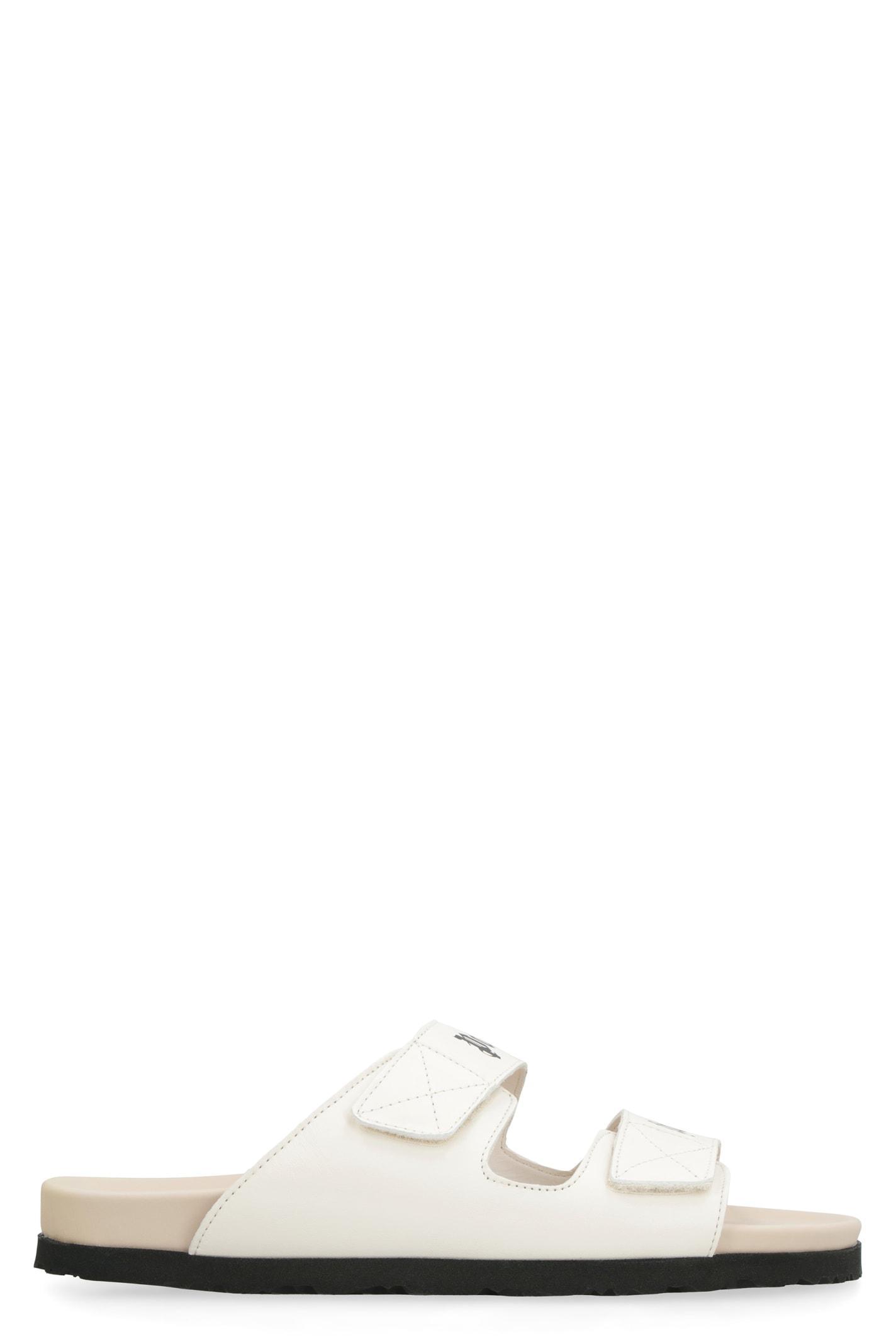 PALM ANGELS Logo Sandal In Off White,beige Product Image