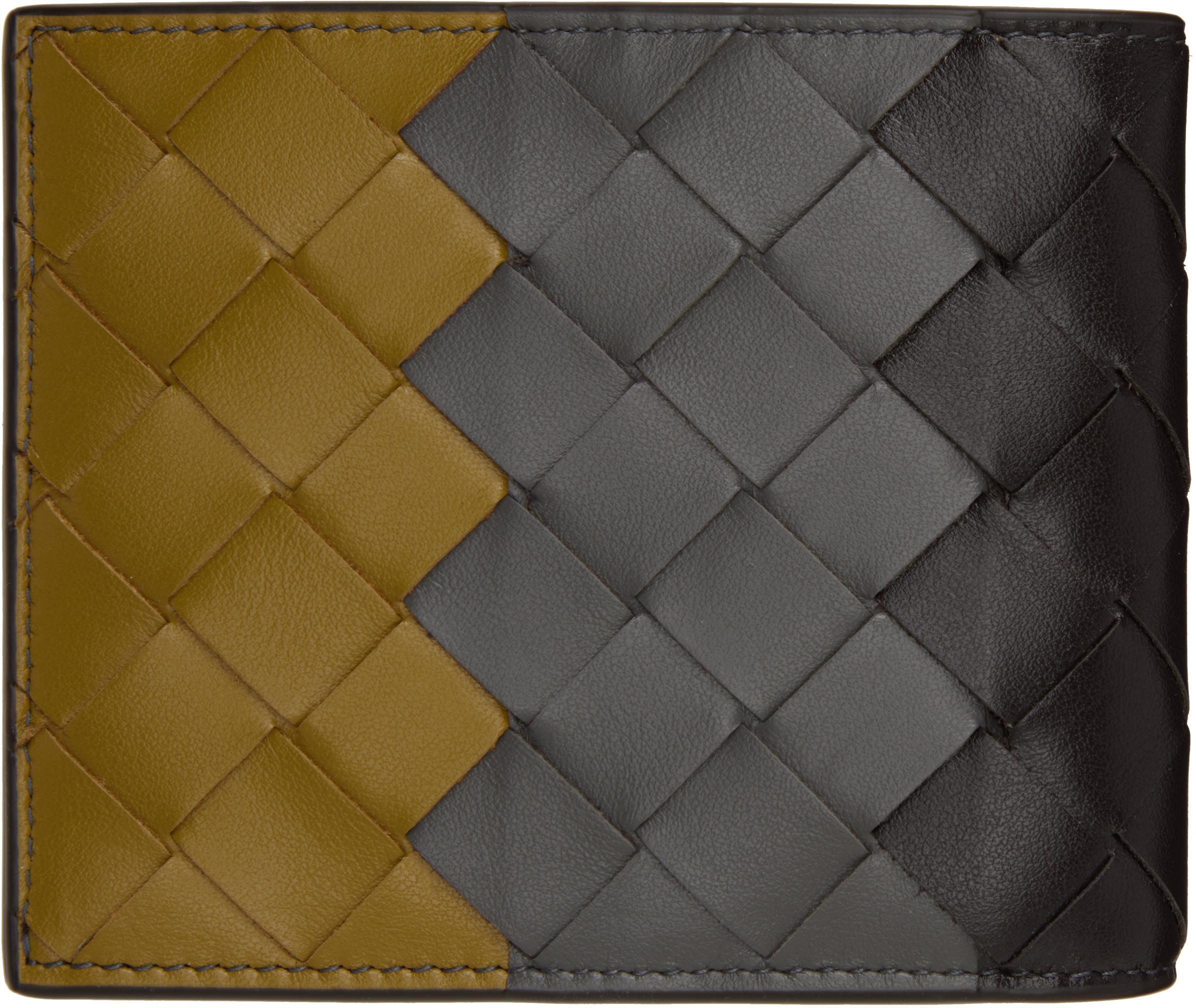 BOTTEGA VENETA Gray & Khaki Intrecciato Bi-fold Wallet In Multi Product Image