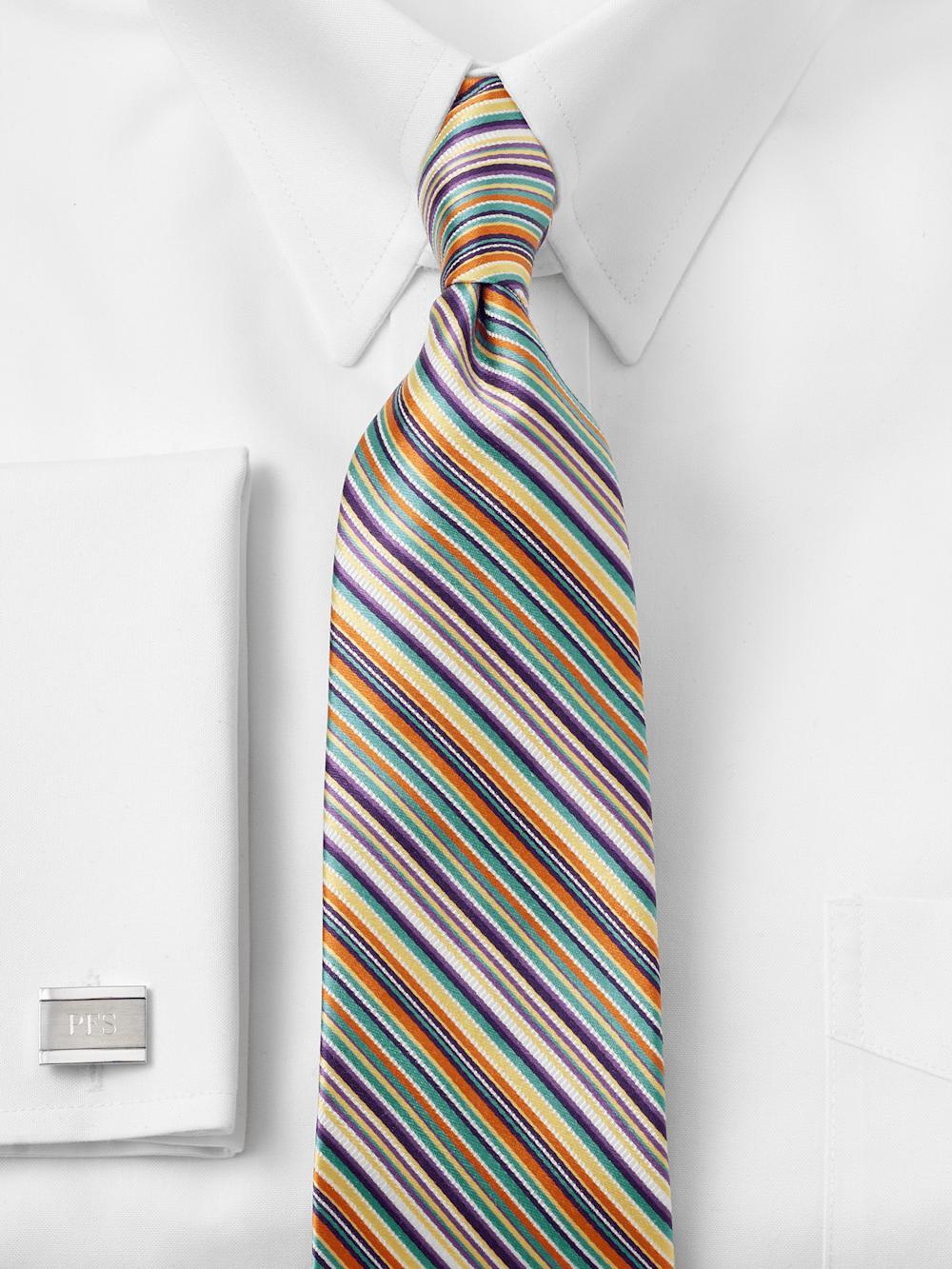 Stripe Woven Silk Tie - Purple Multi Product Image